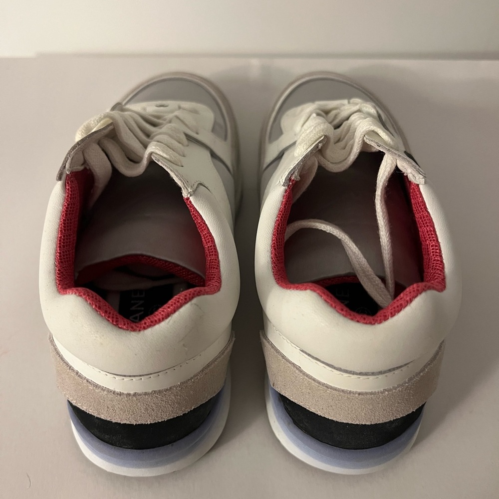 Women's White and Silver Sneakers with Black Accents - Picture 5 of 8